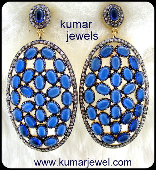 Stylish long stone earrings