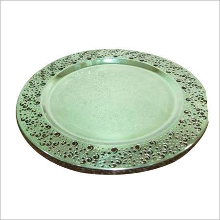 Dry Fruit Tray - Glass, 12 Inch Diameter, Green | Elegant Design, Durable Material, Easy Cleaning, Versatile Use