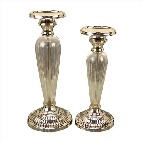 Corporate Gifts Flower Vase - Metal & Glass, 12.9x4.3 Inches, Gold | Elegant Design, Durable, Versatile Candle Holder Set