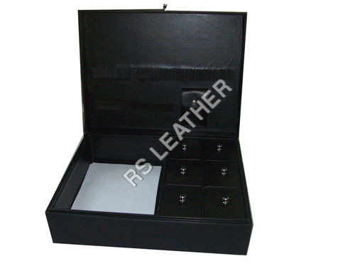 Leatherette Box Black Leather Desk Organizer