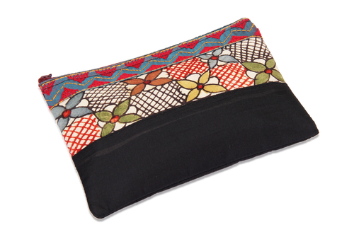 Tribal Raw Silk Zipper Makeup Cosmetic Organizer Pouch Wedding Anniversary Gifts Ideas for Women
