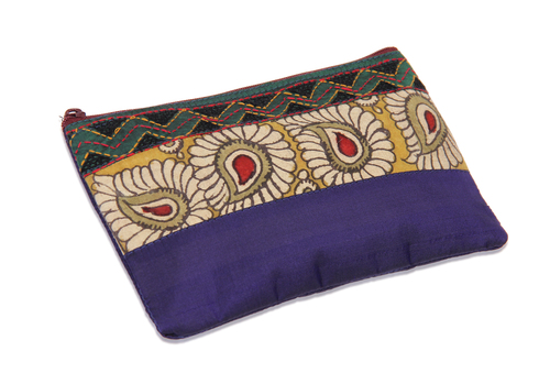 Tribal Raw Silk Zipper Makeup Cosmetic Organizer Pouch Wedding Anniversary Gifts Ideas for Women