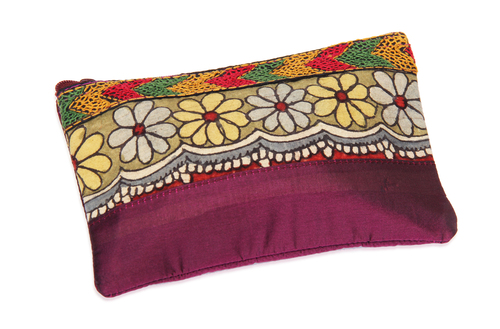 Tribal Raw Silk Zipper Makeup Cosmetic Organizer Pouch Wedding Anniversary Gifts Ideas for Women