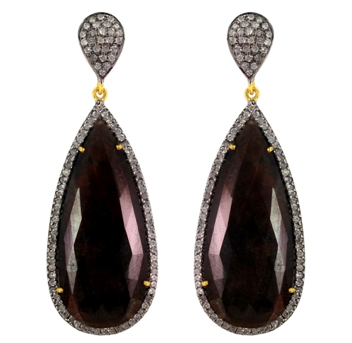 Diamond Multi Sapphire Gold Earrings