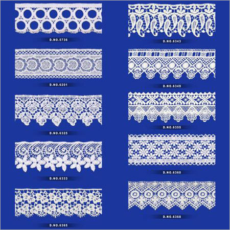 White Embroidered Guipure Chemical Lace - Polyester, Custom Length, White | Elegant Design, Durable Material, Fine Detailing, Attractive Pattern