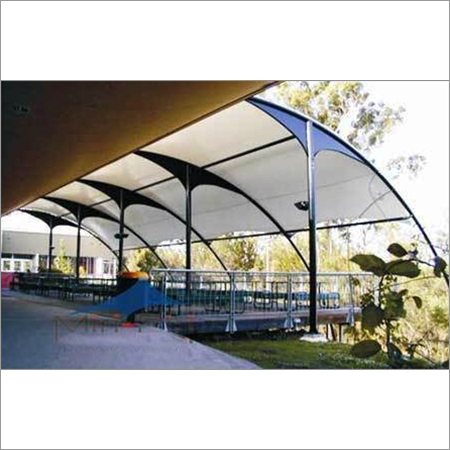 White And Blue Tensile Walkway Structure