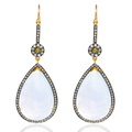Chalcedony Diamond Gold Victorian Hook Earrings Jewelry