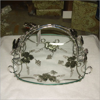Fruit-Snack Basket - Glass & Metal, 12x8x4 Inches, Silver | Elegant Design, Durable, Easy to Clean