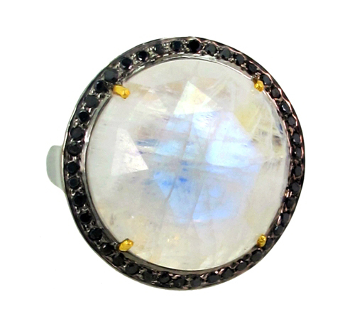 Moonstone Diamond Gold Ring