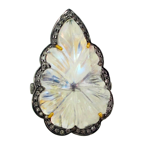 Moonstone Diamond Gold Ring