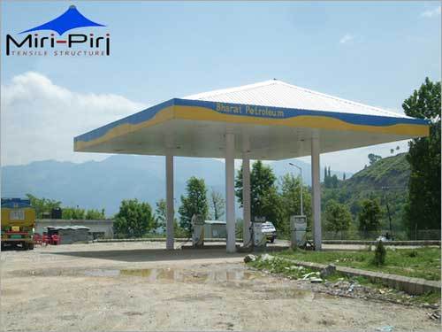 White Prefabricated Petrol Pump Canopies 