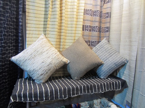 Designer Cushion Cover - 100% Silk, Square Shape | Cream, Gray, Brown Stripe, Hand Woven, Plain Dyed