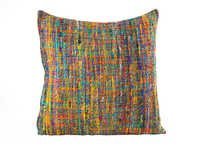 Multicolor Silk Cushion Cover - 100% Silk, Square Shape, Multi Color, Plain Dyed Pattern, Hand Woven Finish | Stylish Stripe Design