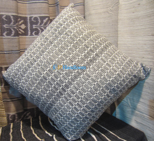 Silk & Cotton Blend Cushion Cover - Hand Woven, Square Shape, Printed Stripe Pattern, Ivory White | Elegant Look, Smooth Texture, Tear Resistant, Easy to Maintain
