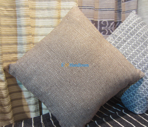 Designer Hand Woven Cushion Cover - 100% Tussar Silk, 16x16 Inches, Brown Color | Square Shape, Plain Dyed Pattern, Handloom Weaving