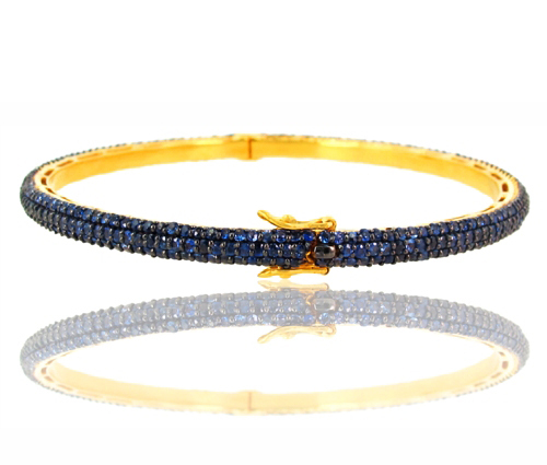 Gold Blue Sapphire Bangle