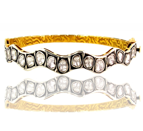Diamond Gold Bangle Jewelry - 14k Gold, 65x51mm, 1.43ct Diamonds | Elegant Design, Diamond Accents, Luxury Feel