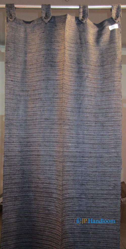 Stripe Black Dyed Tussar Silk Curtain