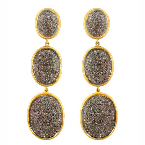 Diamond Pave Gold Earrings