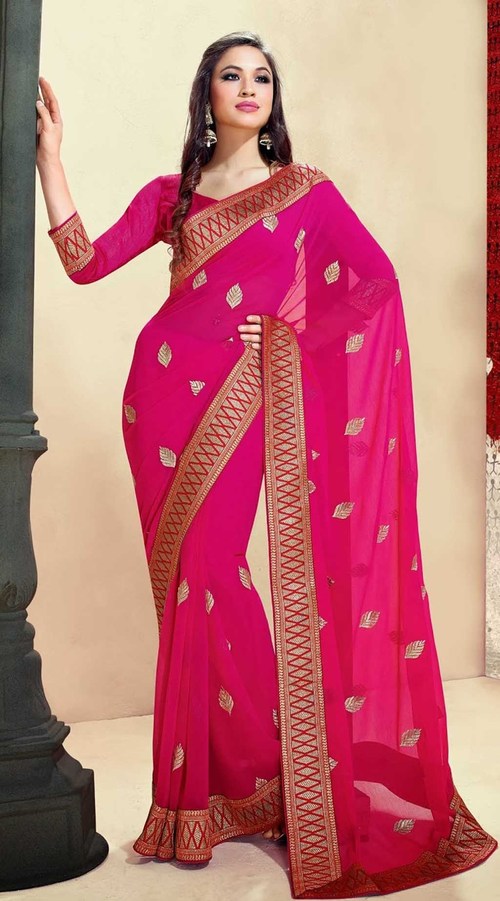 Pink Chiffon Sarees