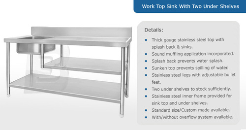 Work Top Sink With Two Under Shelves