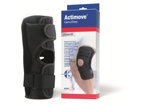 Actimove GenuStep - Neoprene-Free Black, Multiple Sizes | Breathable, Polycentric Hinges, Non-Slip Wrap-Around Knee Brace