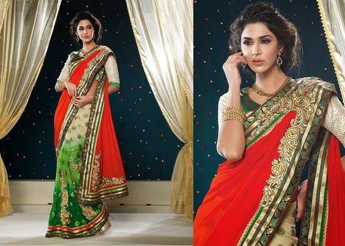 GEORGETTE VISCOSE WITH BROCADE BLOUSE