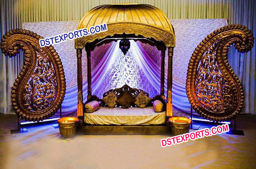 Asian Wedding Jodha Akbar Stage Set - Fiber, Variable Dimensions, Brown | Lightweight, Easy Install, Classic Traditional Design