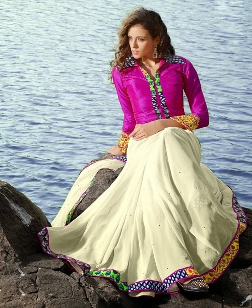 White Saree With Border