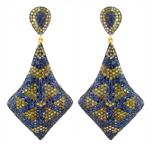 Sapphire Diamond Gold Earrings
