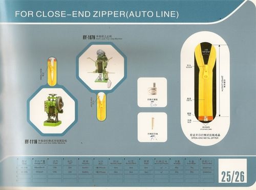 Metal Close end Zipper Machines