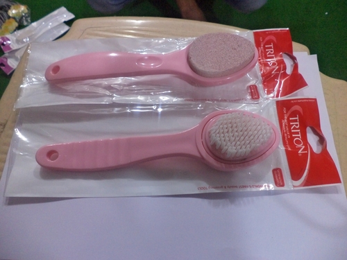 Pst Handle Stone Brush Big (H) - Plastic Stone, 2 Inch Brush Head, 8 Inch Handle, Pink | Durable Handle, Soft Bristles, Ergonomic Design
