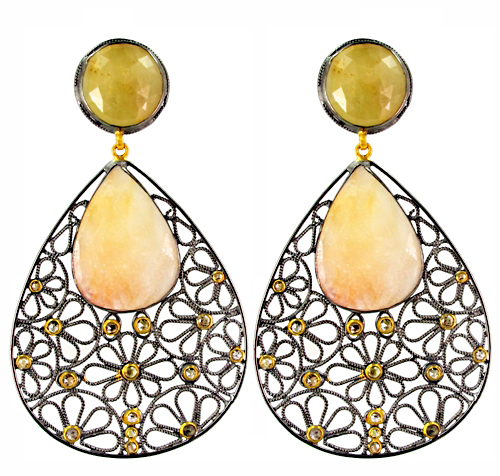 Gold Diamond Sapphire Earrings