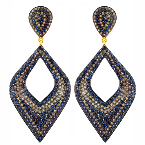 Diamond Sapphire Gold Earrings