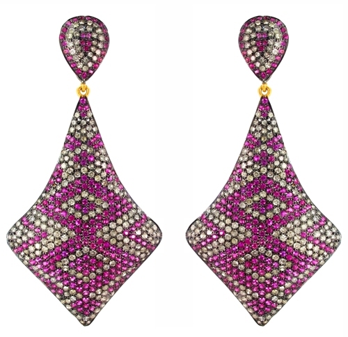 Ruby Diamond Gold Earrings