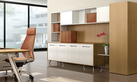 Veneer Table with Side Cabinet