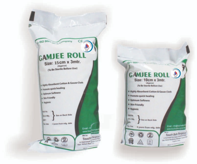 Surgical Gamjee Roll - 100% Cotton, 10 CM x 10 CM, 10 CM x 15 CM, 10 CM x 20 CM | White, Disposable, Woven, Sterilized