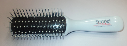 SHB Flat Brush Silver Big - Plastic, Nylon Bristles, 7x3 Inches, White | Soft Bristles, Ergonomic Handle, Lightweight
