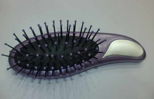 SHB Oval Brush - Plastic Metal, 7x4 cm, Purple | Soft Nylon Bristles, Ergonomic Handle, Lightweight Design
