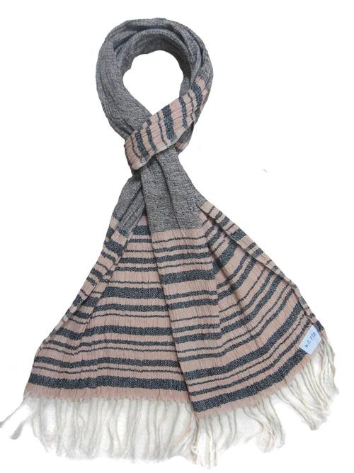 Silk Crinkle Scarf - 3 M Length, Black and Peach Lining | Ideal for All Seasons, Daily Wear