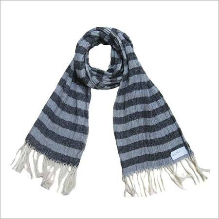 Wool Crinkle Scarf - Wool Material 60 cm X 180 cm With Fringes Black Color Weight 140 Gram | Medium Length Ideal for Daily Use in All Seasons