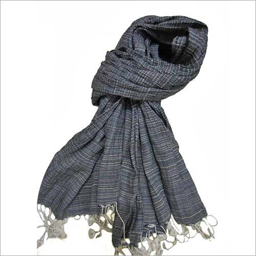 Designer Tussar Silk Crinkle Scarf - Silk Medium Length Black | Plain Pattern Suitable for Daily Use in All Seasons