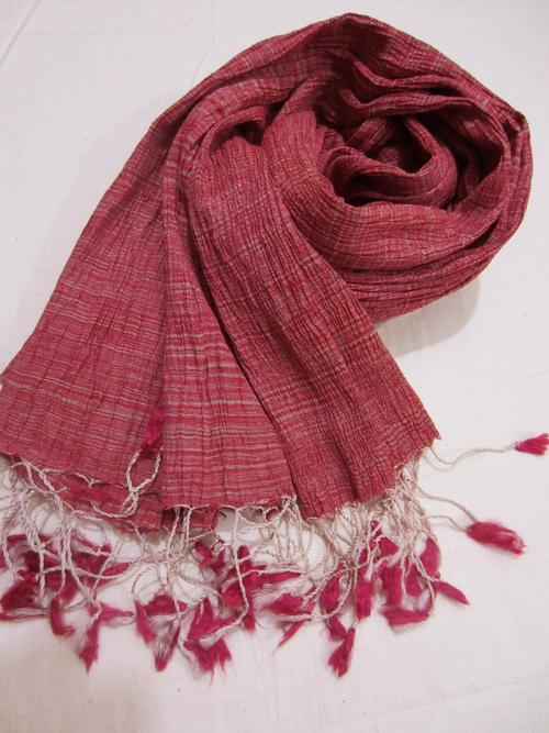 Tye-Dye Silk & Cotton Crinkle Scarf - Medium Size, Red Color | Silk and Cotton Blend, Ideal for Rainy, Spring, Summer, and Winter Daily Wear