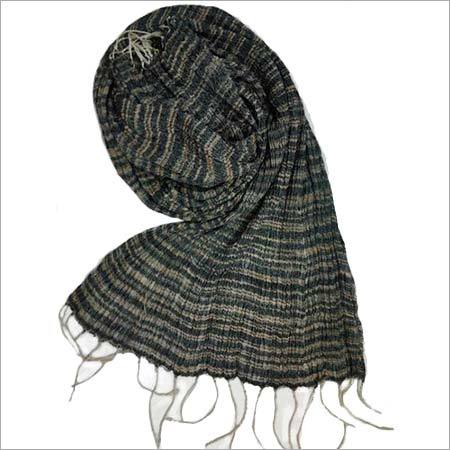 Hand Woven Tussar Crinkle Scarf - Silk, Medium Length, Black | Versatile for Rainy, Spring, Summer, and Winter Daily Use