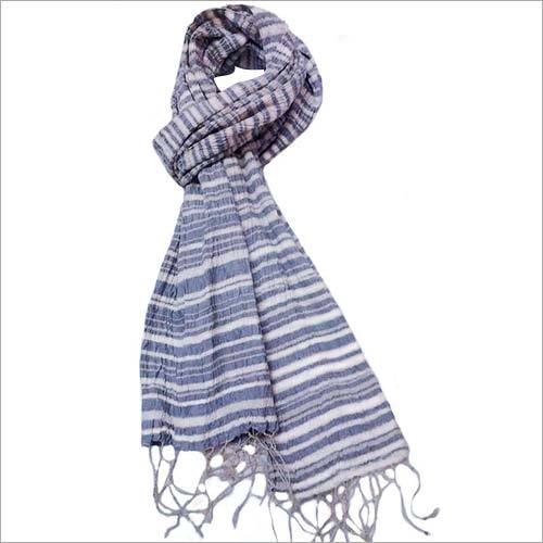 Silk & Cotton Crinkle Hand Woven Scarf - Silk, Medium Length, Blue | Ideal for Daily Use in Rainy, Spring, Summer, and Winter Seasons