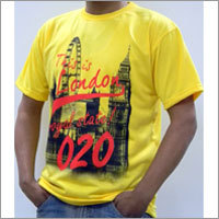 T Shirt Printing - Cotton, S-XL, Yellow, Digital Print | Smooth Fabric, Attractive Prints, Color Fastness, Long Lasting