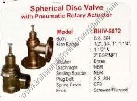 Spherical disc valve with pneumatic rotary actuato