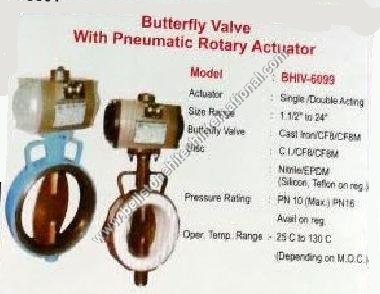 Butterfly valve with pneumatic rotary actuator