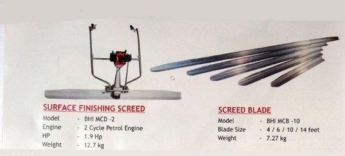 Surface Finished Screed & Screed Blade - Steel 610x10x3mm, 1.6hp Honda Engine | Smooth Finish, Durable Blades, Easy Operation