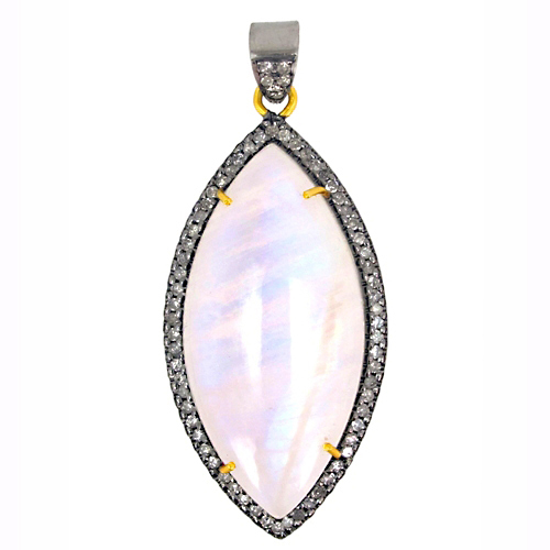 Gold Diamond Moonstone Pendant